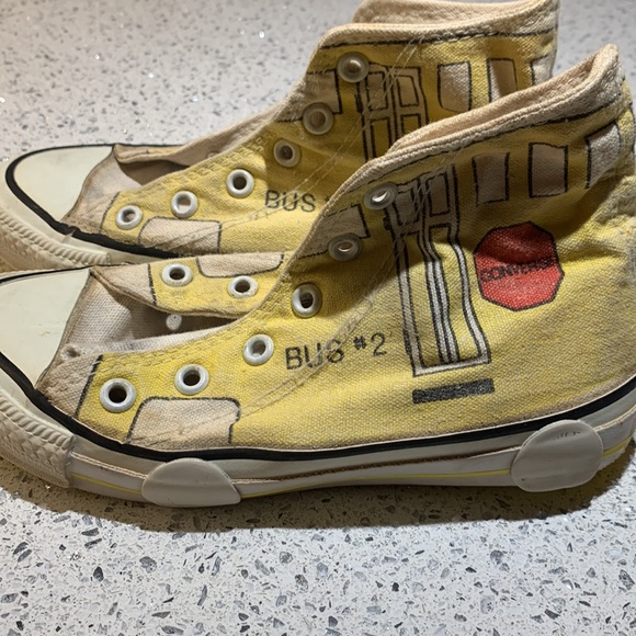 VINTAGE CONVERSE HIGHTOP SCHOOL BUS YELLOW KIDS SHOES size 13 - Picture 3 of 8